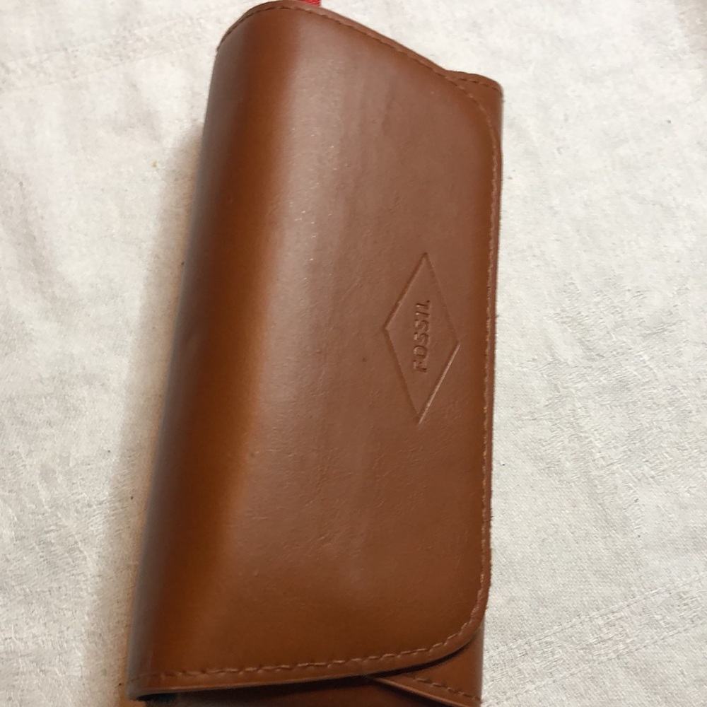 Fossil Brown Leather sunglasses case holder